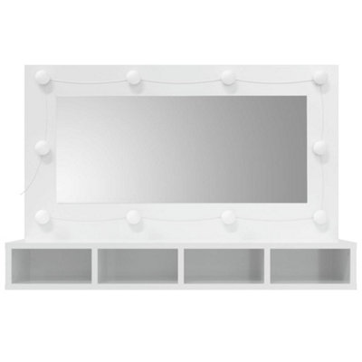 Berkfield Mirror Cabinet with LED High Gloss White 90x31.5x62 cm