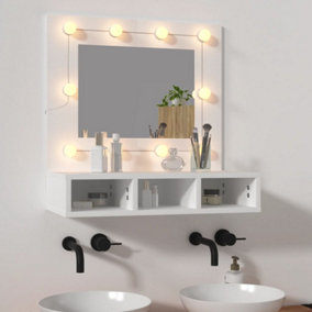 Berkfield Mirror Cabinet with LED White 60x31.5x62 cm