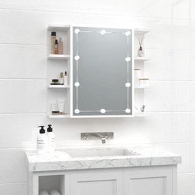 Berkfield Mirror Cabinet with LED White 70x16.5x60 cm