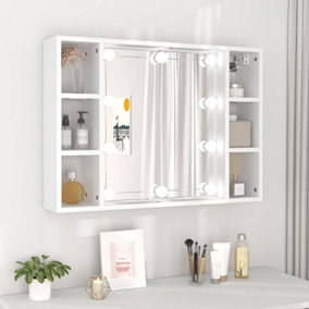 Berkfield Mirror Cabinet with LED White 76x15x55 cm