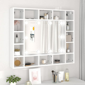 Berkfield Mirror Cabinet with LED White 91x15x76.5 cm
