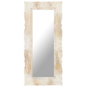 Berkfield Mirror White 110x50 cm Solid Mango Wood
