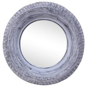Berkfield Mirror White 50 cm Reclaimed Rubber Tyre