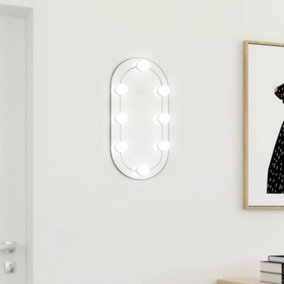 Berkfield Mirror with LED Lights 40x20 cm Glass Oval