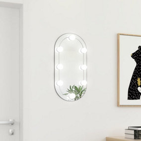 Berkfield Mirror with LED Lights 60x30 cm Glass Oval