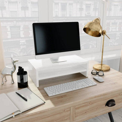 Berkfield Monitor Stand High Gloss White 42x24x13 cm Engineered Wood