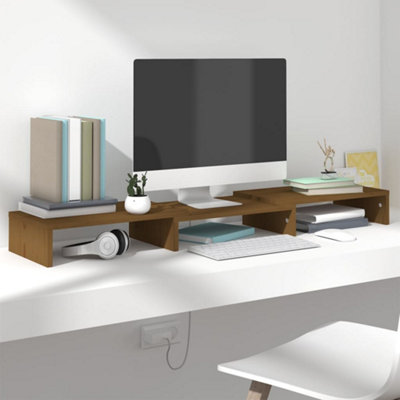RICOO Monitor stand 54 x 26 x 10 cm Bureau PC scherm verhoger verhogen eiken rustiek bruin – FS0113-ER