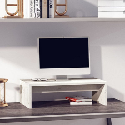 Berkfield Monitor Stand White 50x27x15 cm Solid Wood Pine