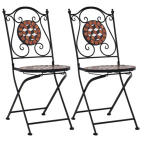 Berkfield Mosaic Bistro Chairs 2 pcs Brown Ceramic