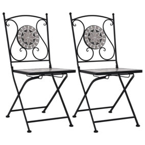 Berkfield Mosaic Bistro Chairs 2 pcs Grey