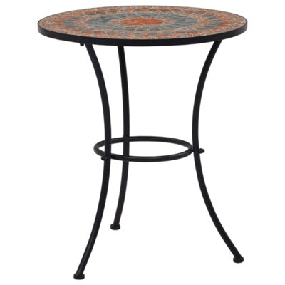 Berkfield Mosaic Bistro Table Orange/Grey 60cm Ceramic
