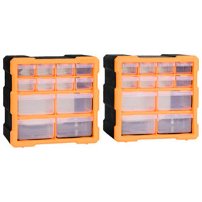 Berkfield Multi-drawer Organisers with 12 Drawers 2 pcs 26.5x16x26 cm