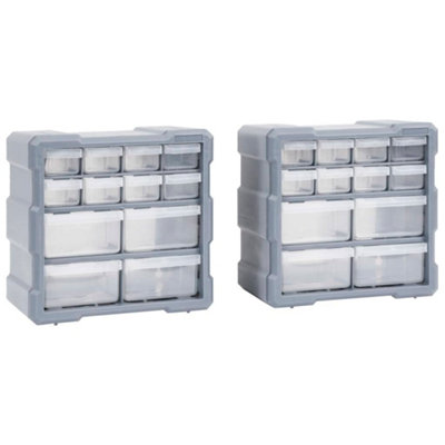 Berkfield Multi-drawer Organisers with 12 Drawers 2 pcs 26.5x16x26 cm