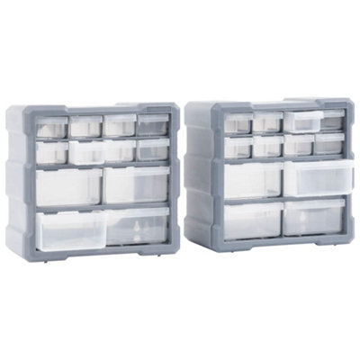Berkfield Multi-drawer Organisers with 12 Drawers 2 pcs 26.5x16x26 cm