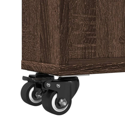 Berkfield Narrow Storage Trolley Brown Oak 48x13x68 cm Engineered Wood