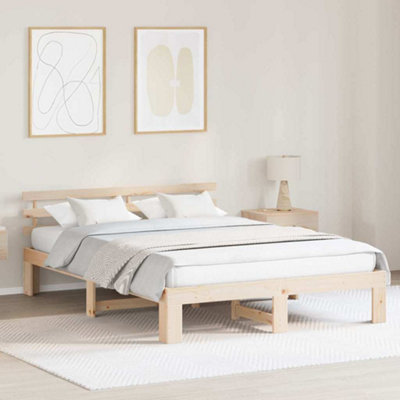 Berkfield Natural Pine Bed Frame Natural Wood Solid Pine Wood 150 x 200 cm