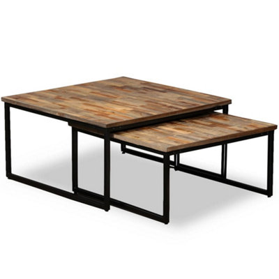 Berkfield Nesting Coffee Table Set 2 Pieces Solid Reclaimed Teak