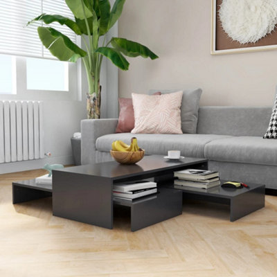 Berkfield Nesting Coffee Table Set Grey 100x100x26.5 cm Engineered Wood