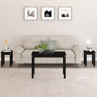 Berkfield Nesting Tables 3 pcs Black Solid Wood Pine