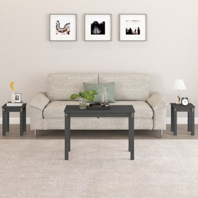 Berkfield Nesting Tables 3 pcs Grey Solid Wood Pine