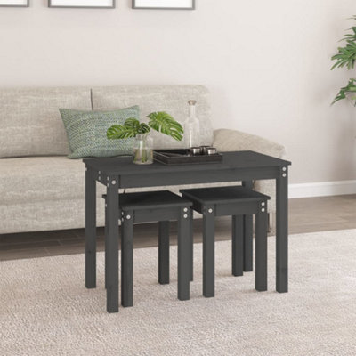 Berkfield Nesting Tables 3 pcs Grey Solid Wood Pine