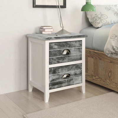 Berkfield Nightstand 2 pcs with 2 Drawers Grey and White
