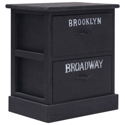 Berkfield Nightstand Black 38x28x45 cm Paulownia Wood