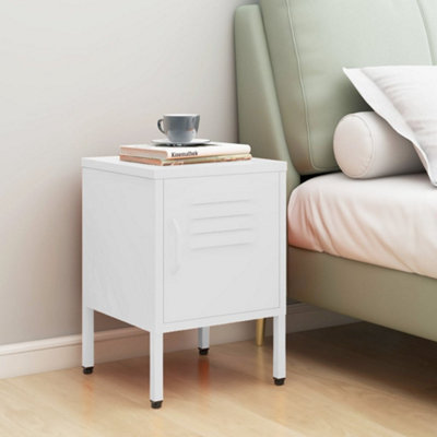 Berkfield Nightstand White 35x35x51 cm Steel