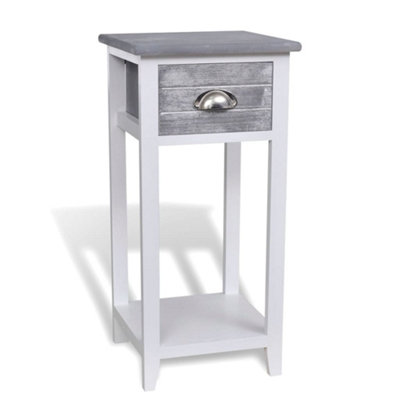 Berkfield Nightstand with 1 Drawer Grey and White