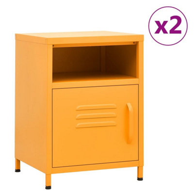 Berkfield Nightstands 2 pcs Mustard Yellow 35x35x51 cm Steel