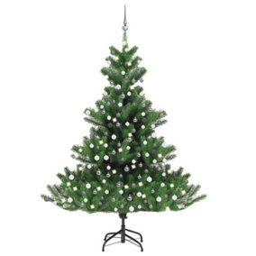 Berkfield Nordmann Fir Artificial Christmas Tree LED&Ball Set Green 210cm