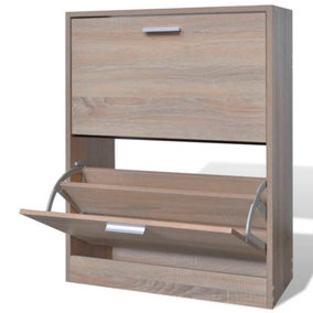 Berkfield Oak Look Wooden Shoe Cabinet with 2 Compartments