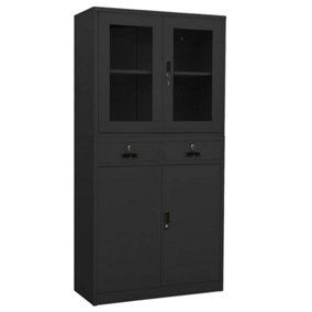Berkfield Office Cabinet Anthracite 90x40x180 cm Steel and Tempered Glass