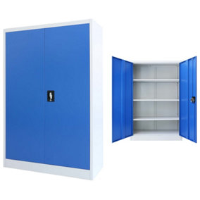 Berkfield Office Cabinet Metal 90x40x140 cm Grey and Blue
