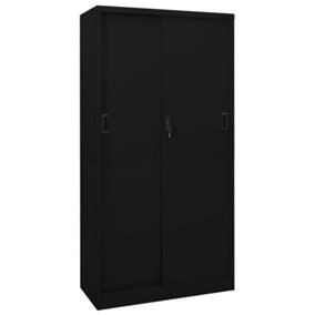 Berkfield Office Cabinet with Sliding Door Black 90x40x180 cm Steel