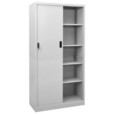 Berkfield Office Cabinet with Sliding Door Light Grey 90x40x180 cm Steel