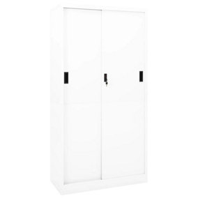 Berkfield Office Cabinet with Sliding Door White 90x40x180 cm Steel