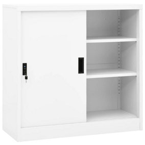 Berkfield Office Cabinet with Sliding Door White 90x40x90 cm Steel