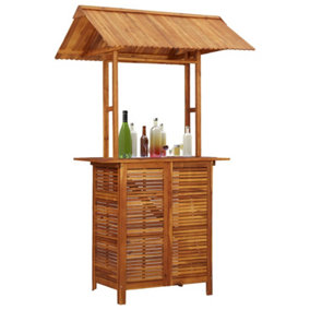 Berkfield Outdoor Bar Table with Rooftop 122x106x217 cm Solid Acacia Wood