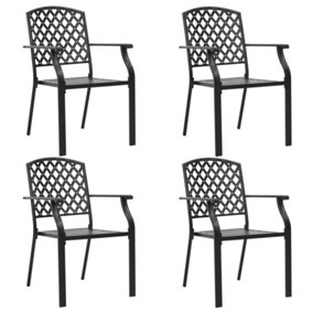 Berkfield Outdoor Chairs 4 pcs Mesh Design Steel Black