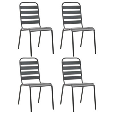 Berkfield Outdoor Chairs 4 pcs Slatted Design Steel Dark Grey