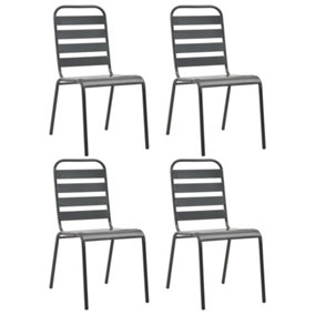 Berkfield Outdoor Chairs 4 pcs Slatted Design Steel Dark Grey