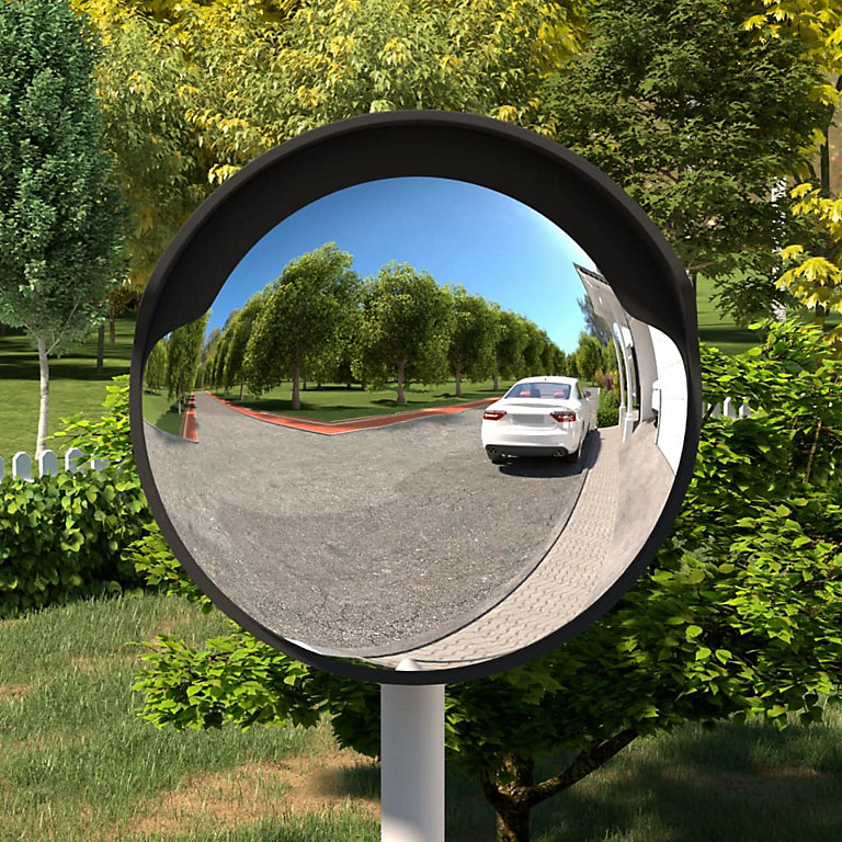 Berkfield Outdoor Convex Traffic Mirror Black Diameter 45 cm