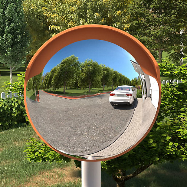 Berkfield Outdoor Convex Traffic Mirror Orange Diameter 30 cm Polycarbonate