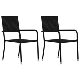 Berkfield Outdoor Dining Chairs 2 pcs Poly Rattan Black