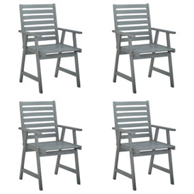 Berkfield Outdoor Dining Chairs 4 pcs Grey Solid Wood Acacia