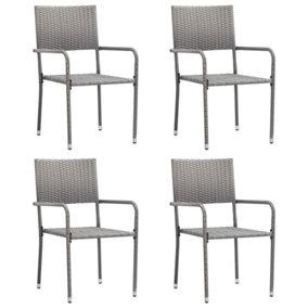 Berkfield Outdoor Dining Chairs 4 pcs Poly Rattan Anthracite