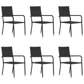 Berkfield Outdoor Dining Chairs 6 pcs Poly Rattan Black