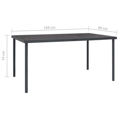 Berkfield Outdoor Dining Table Anthracite 150x90x74 cm Steel