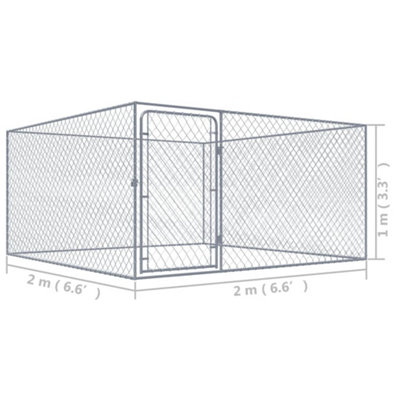 Berkfield Outdoor Dog Kennel Galvanised Steel 2x2x1 m DIY at B Q
